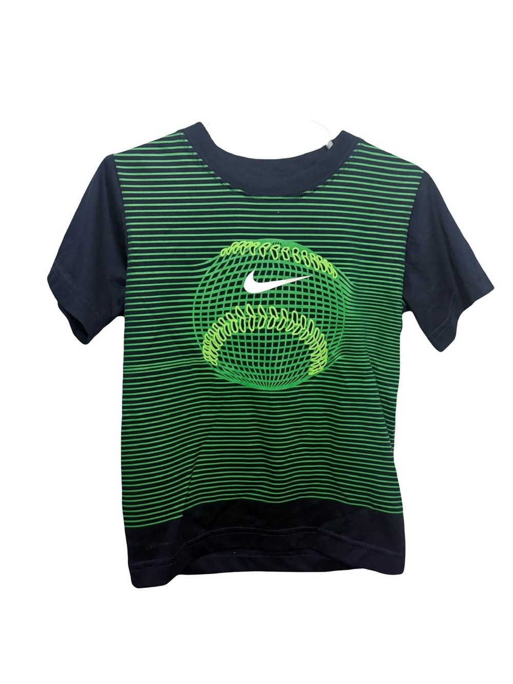 Nike Dri-Fit Boys' Green Striped Baseball Graphic Tee